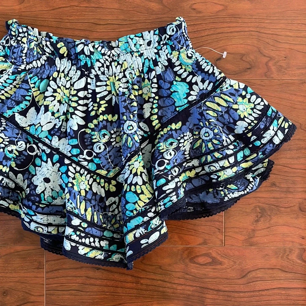 NWOT Aerie Blue and Green Floral Ruffled Skort